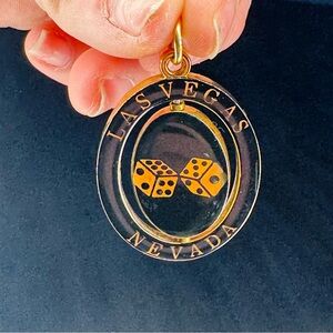 VTG Las Vegas Nevada Gold Black Dice Spinner Keychain or pendant